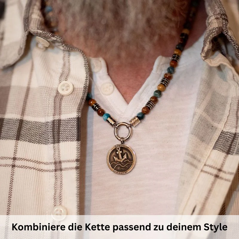 Kette Cala Mendia mit Picture Jasper, Apaptit und Edelstahl-Beads (mit Rund-Karabiner) - Image 3
